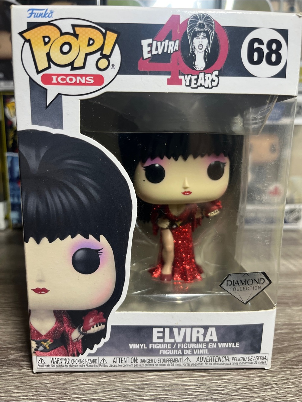 Funko Pop! Icons Elvira Diamond in Red Glitter Gown